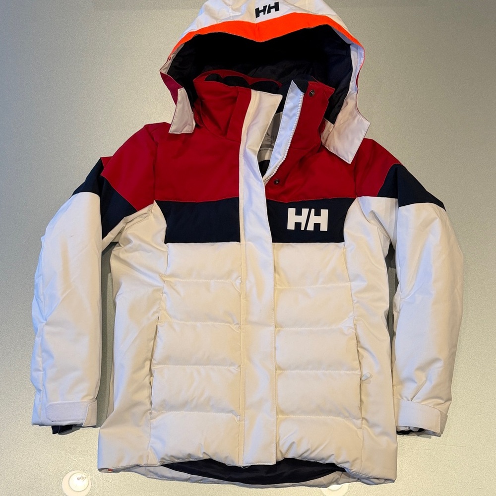 Helly Hansen Red and White Jacket - diamond ski jacket youth 140/10
